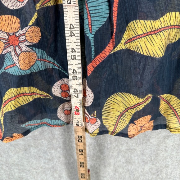 NWT Umgee Tiered Midi Dress LARGE Floral Puff Sleeve Black Multi Color Botanical - Picture 6 of 10